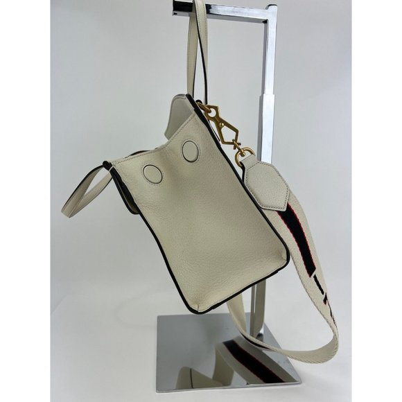 GUCCI Linea Medium Totem Web Stripped Yellow Butterfly Top Handle Bag - Picture 10 of 12